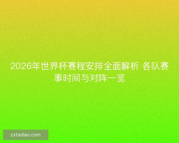 2026年世界杯赛程安排全面解析 各队赛事时间与对阵一览