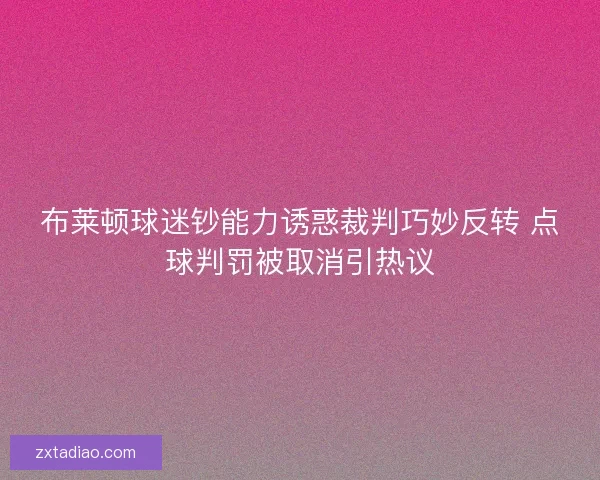 布莱顿球迷钞能力诱惑裁判巧妙反转 点球判罚被取消引热议