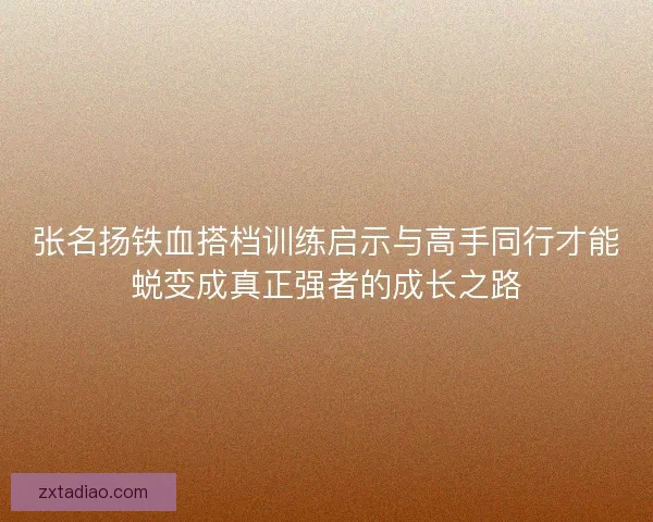 张名扬铁血搭档训练启示与高手同行才能蜕变成真正强者的成长之路