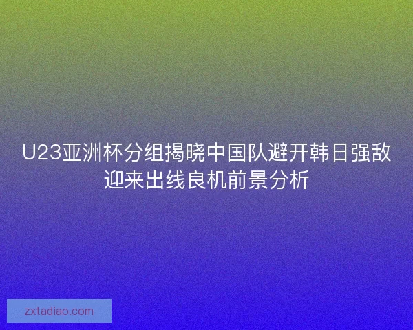 U23亚洲杯分组揭晓中国队避开韩日强敌迎来出线良机前景分析