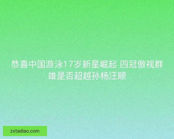 恭喜中国游泳17岁新星崛起 四冠傲视群雄是否超越孙杨汪顺